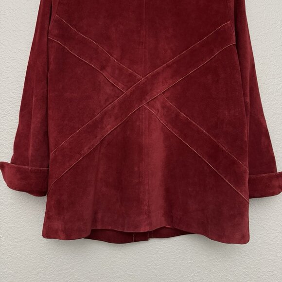 Bob Mackie Wearable Art Jacket Medium Red Suede Gold Embroidered Western Boho - Picture 13 of 16